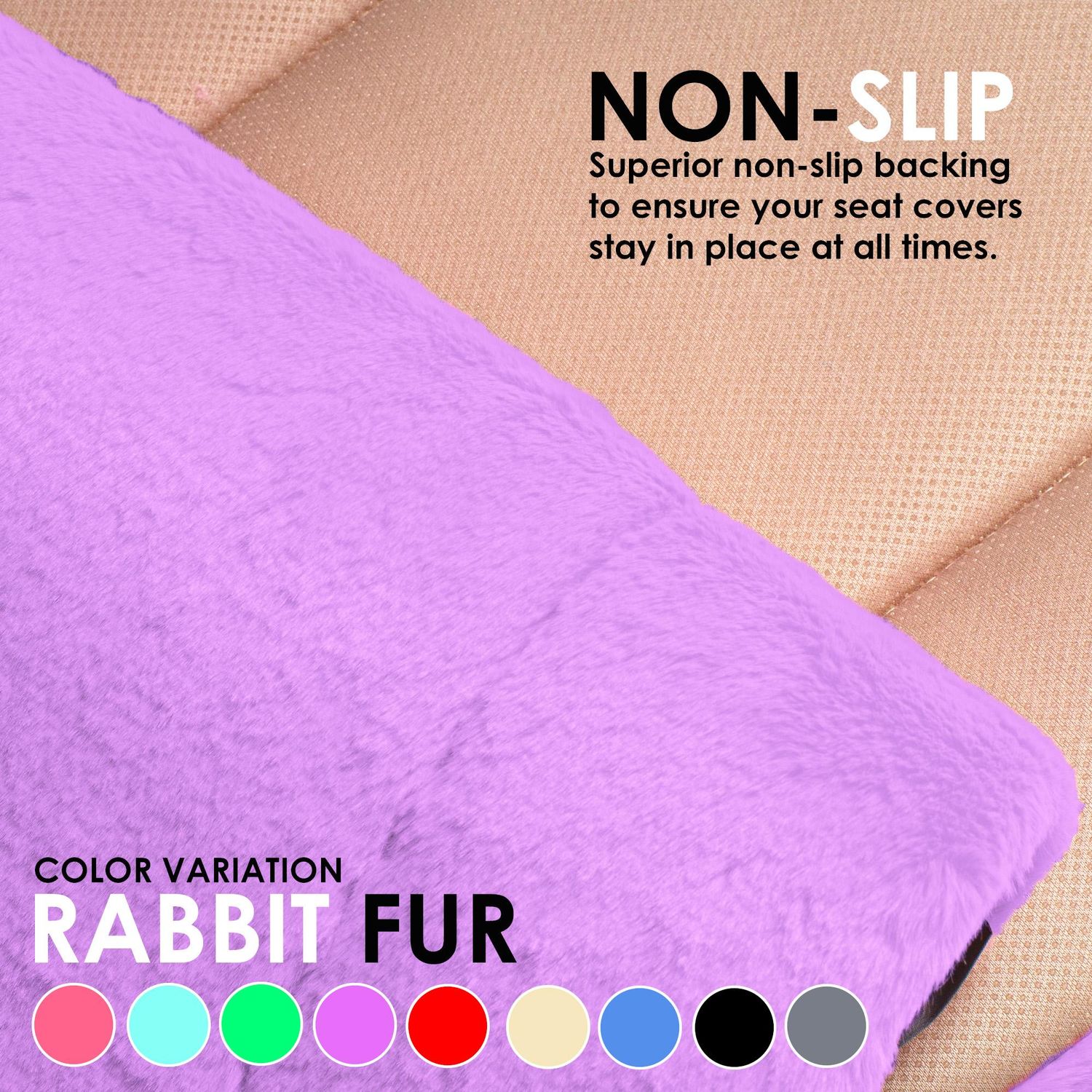 FH Group Purple Faux Rabbit Fur Seat Cover Set | AutoZone