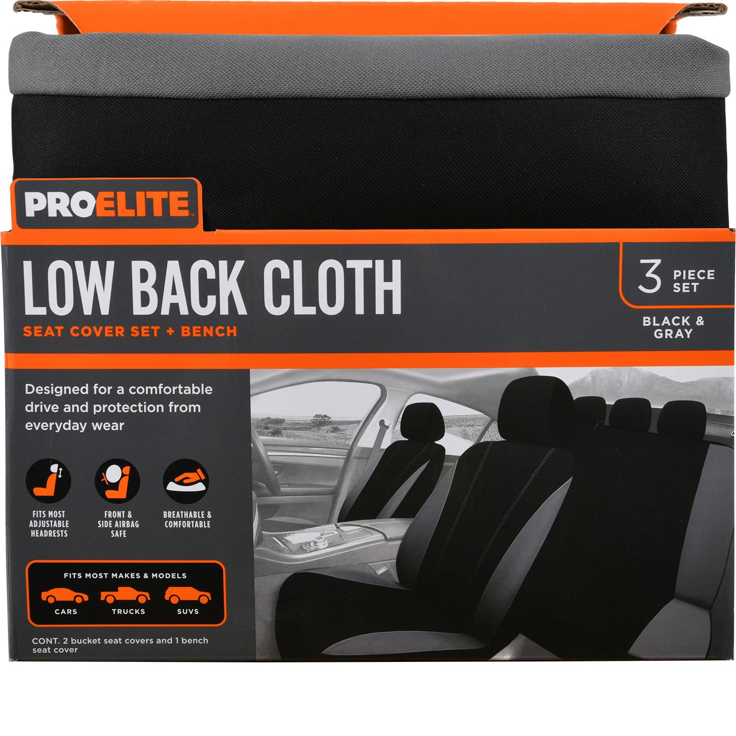 ProElite Black and Gray Polyester Seat Cover Set