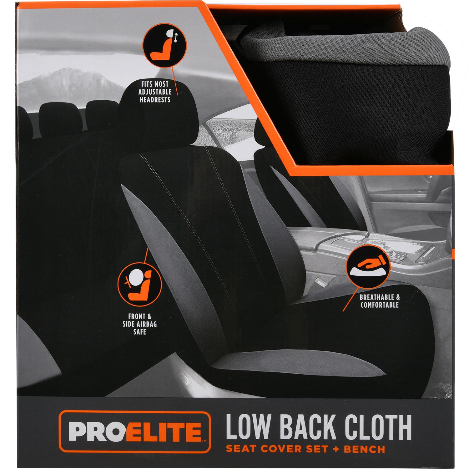 ProElite Black and Gray Polyester Seat Cover Set