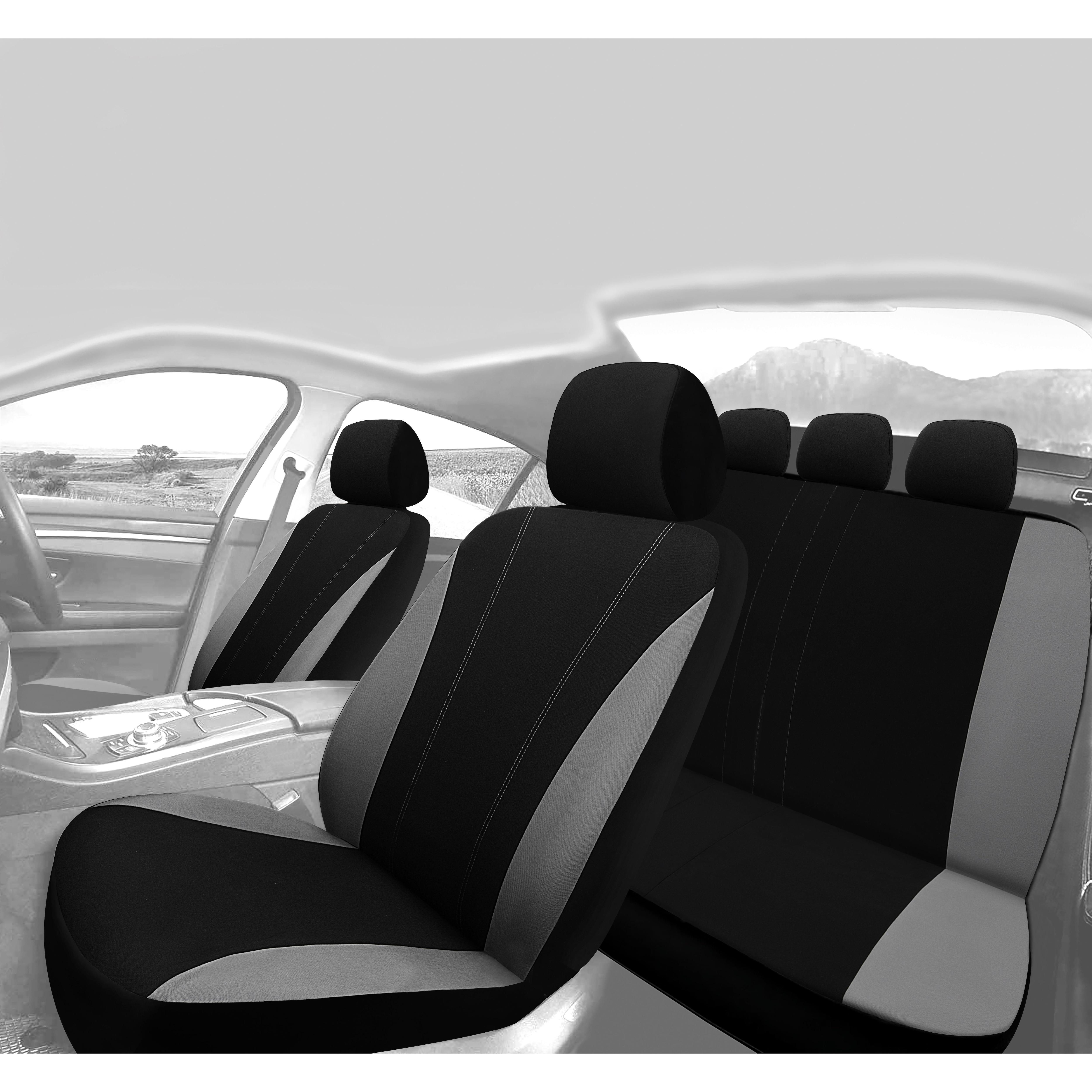 ProElite Black and Gray Polyester Seat Cover Set