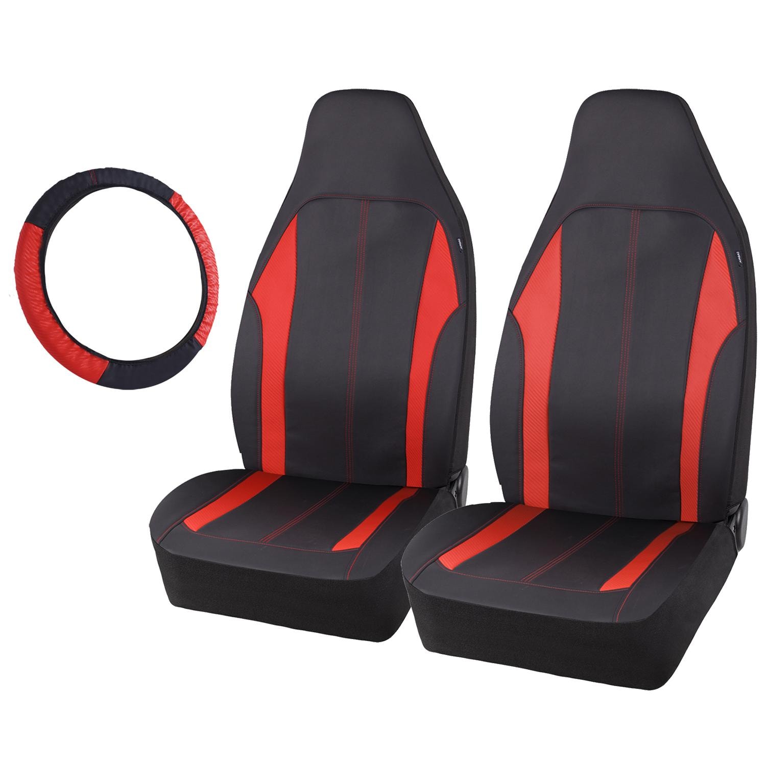 ProElite Black & Red Faux leather & Carbon fiber Seat Cover Set for Buick Encore