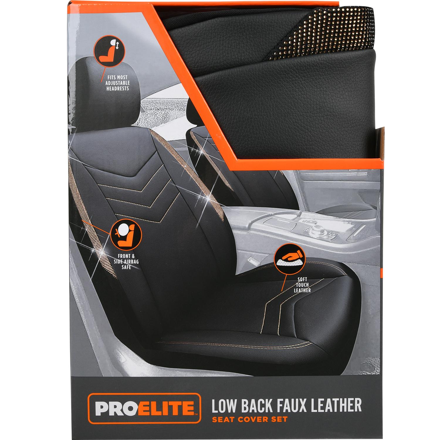 ProElite BLACK WITH GOLD RHINESTONES MLB Faux Leather Seat Cover