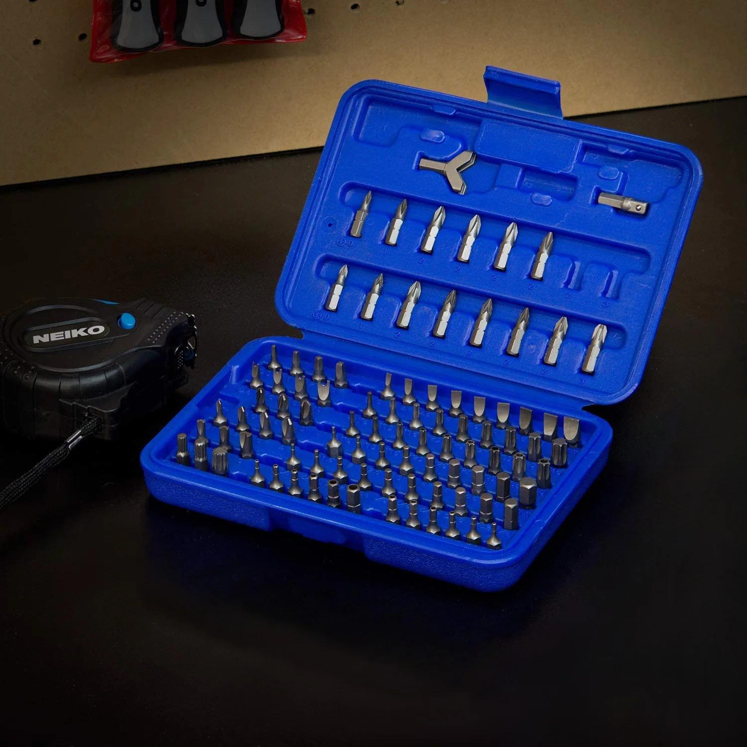 NEIKO 1/4in Adapters, Cr-V Steel, Security Bit Set 100 Piece