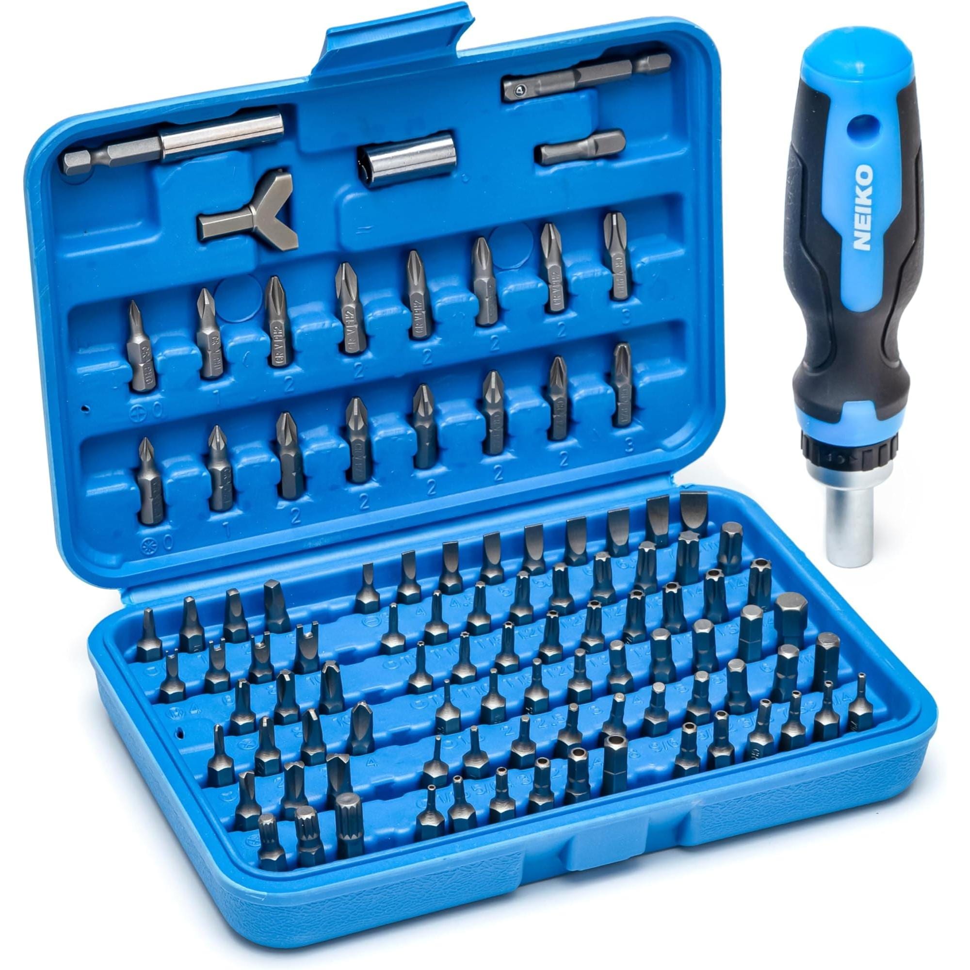 NEIKO Cr-V Steel, Security Bit Set and Ratcheting Screwdriver, 101
