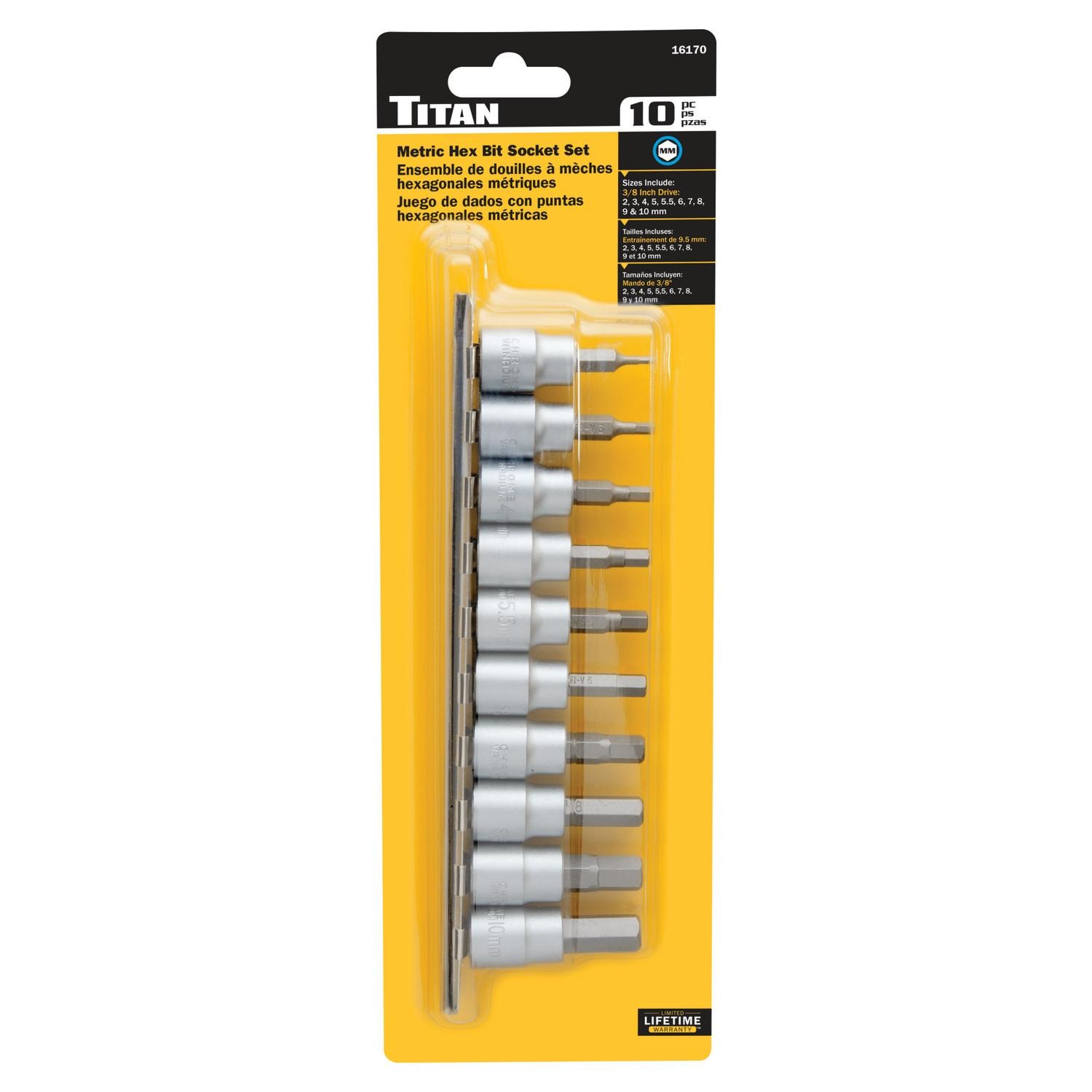 Titan 3/8in Drive Metric Hex Bit Socket Set 10 Piece | AutoZone