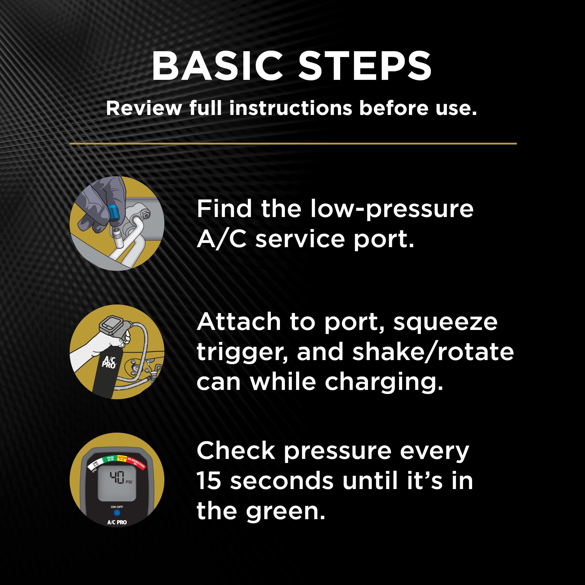 A/C Pro R-134a Refrigerant Kit with Stop Leak and Charging Hose 18oz ...
