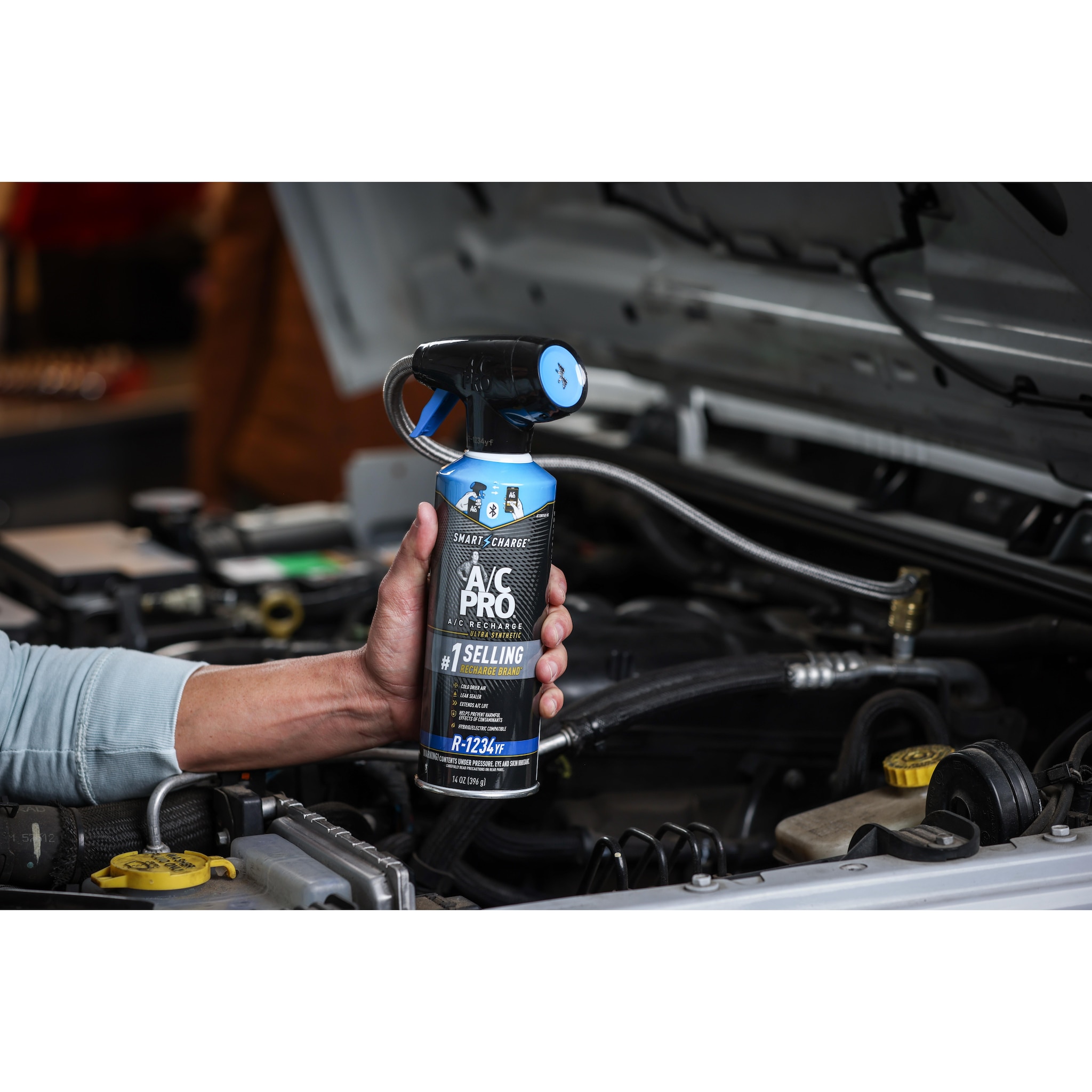 A/C Pro R1234yf Refrigerant with Stop Leak and Bluetooth Charging Hose ...
