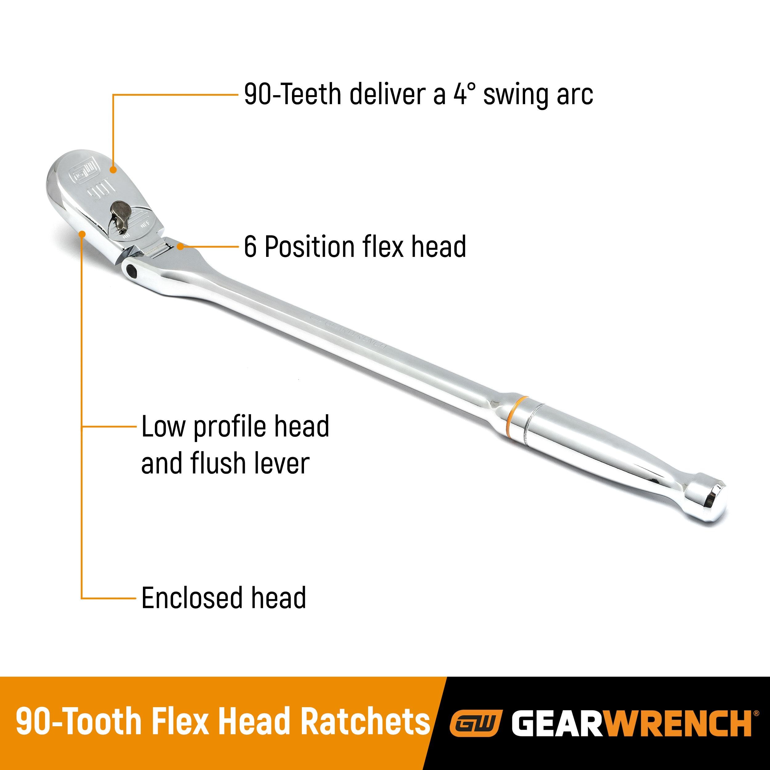 GearWrench 120XP 1/4in, 3/8in and 1/2in Drive Flex Head Teardrop