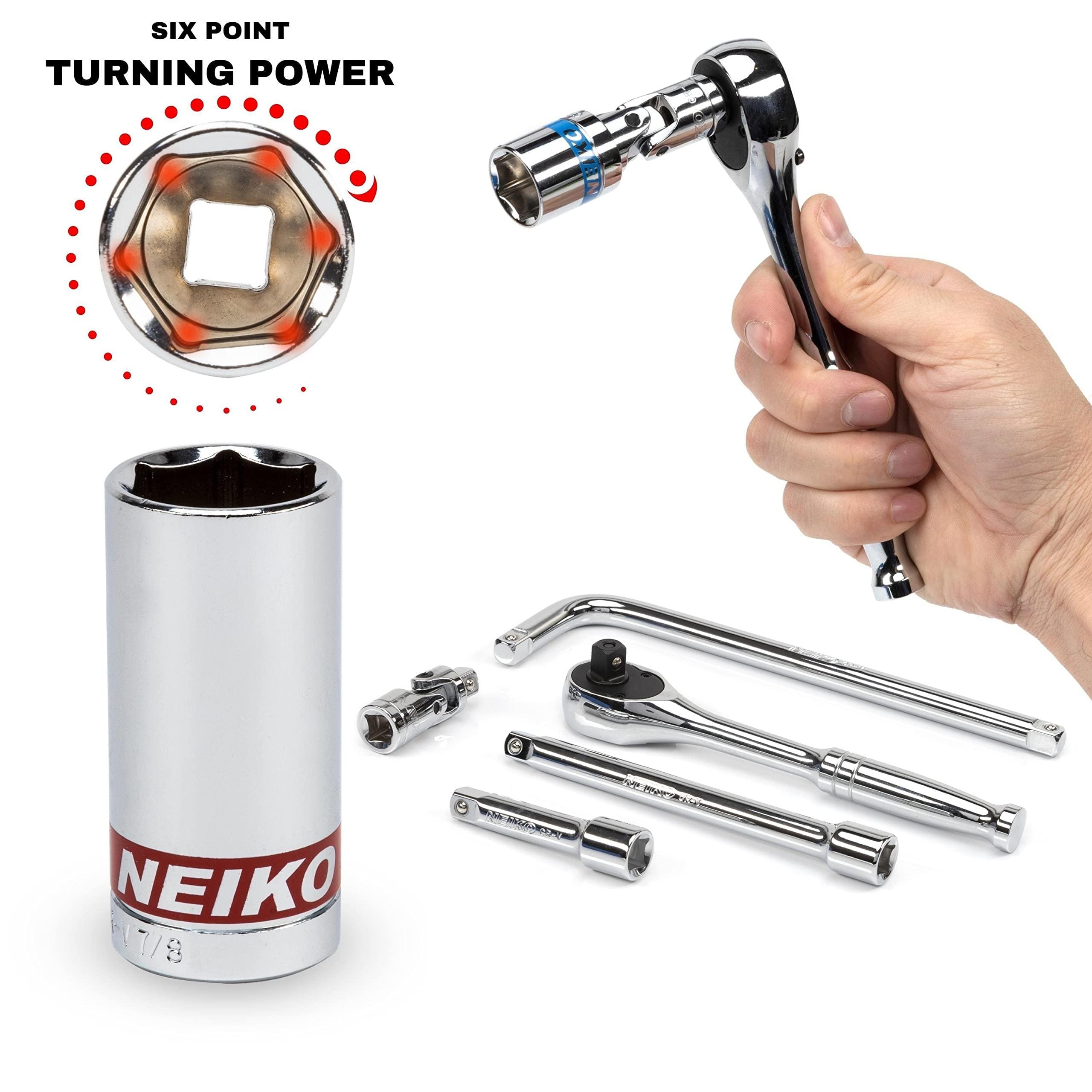 NEIKO 1/4in Drive, CR-V Steel, Ratchet and Small Socket Set, 58