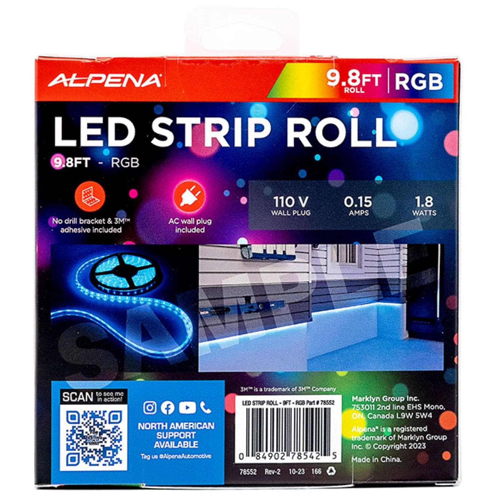 Alpena Multi-Color 9.8ft LED Strip Roll RGB with Remote | AutoZone