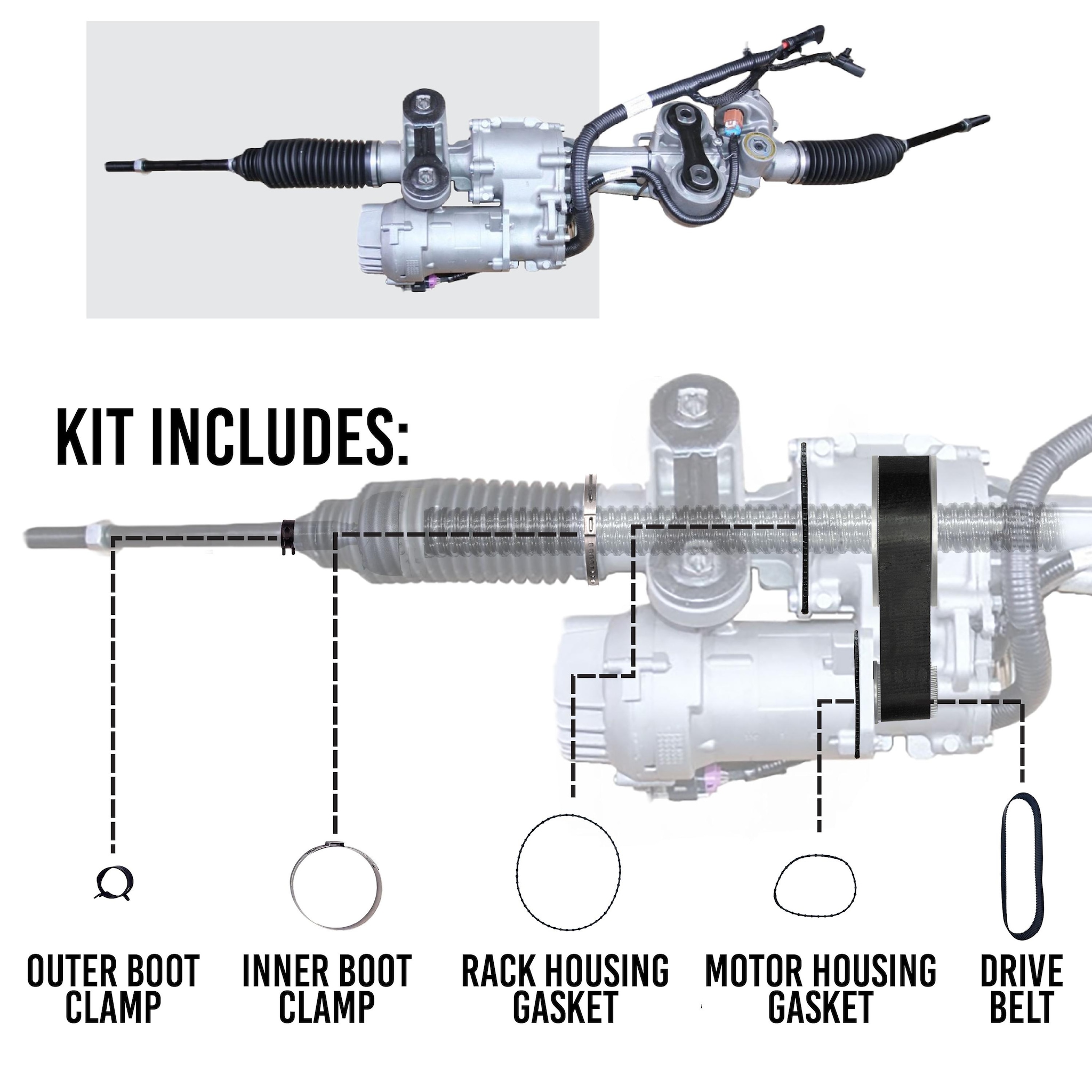 Ed15657 Replacement Rack Edelmann Rack and Pinion Belt Repair Kit | AutoZone