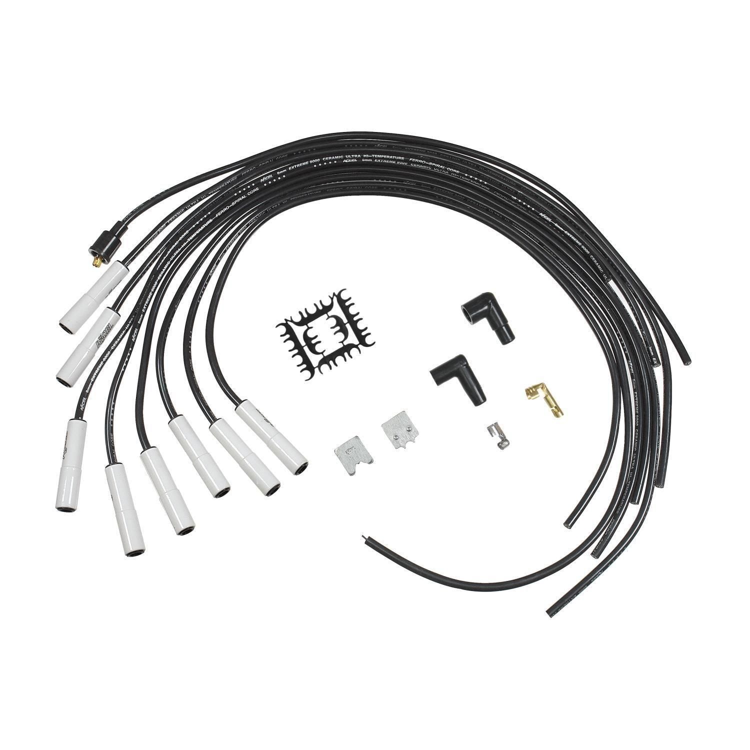 ACCEL Black 8mm Wire Set With Straight Ceramic Boots | AutoZone