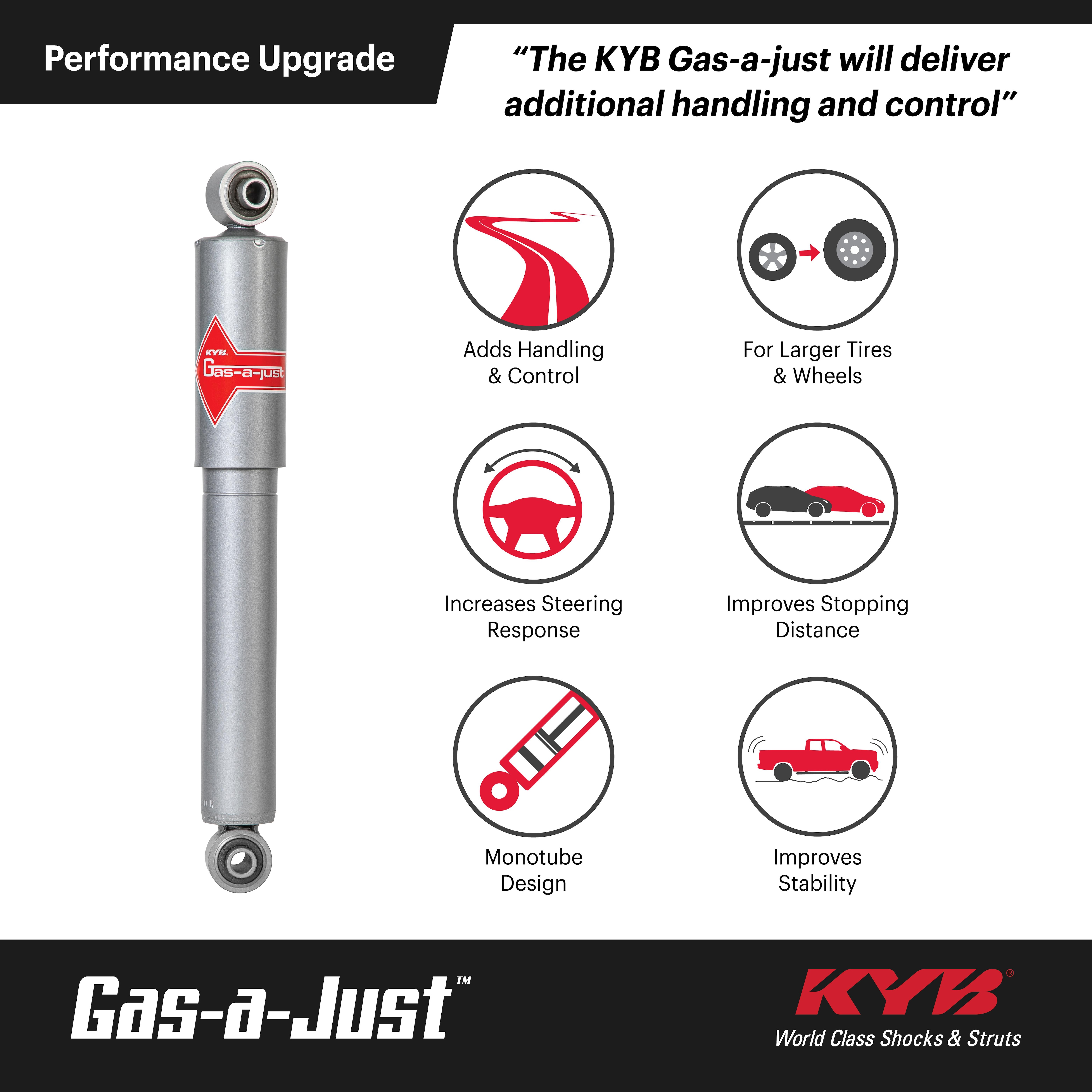 KYB Gas-a-Just Suspension Shock Absorber 554347 | AutoZone