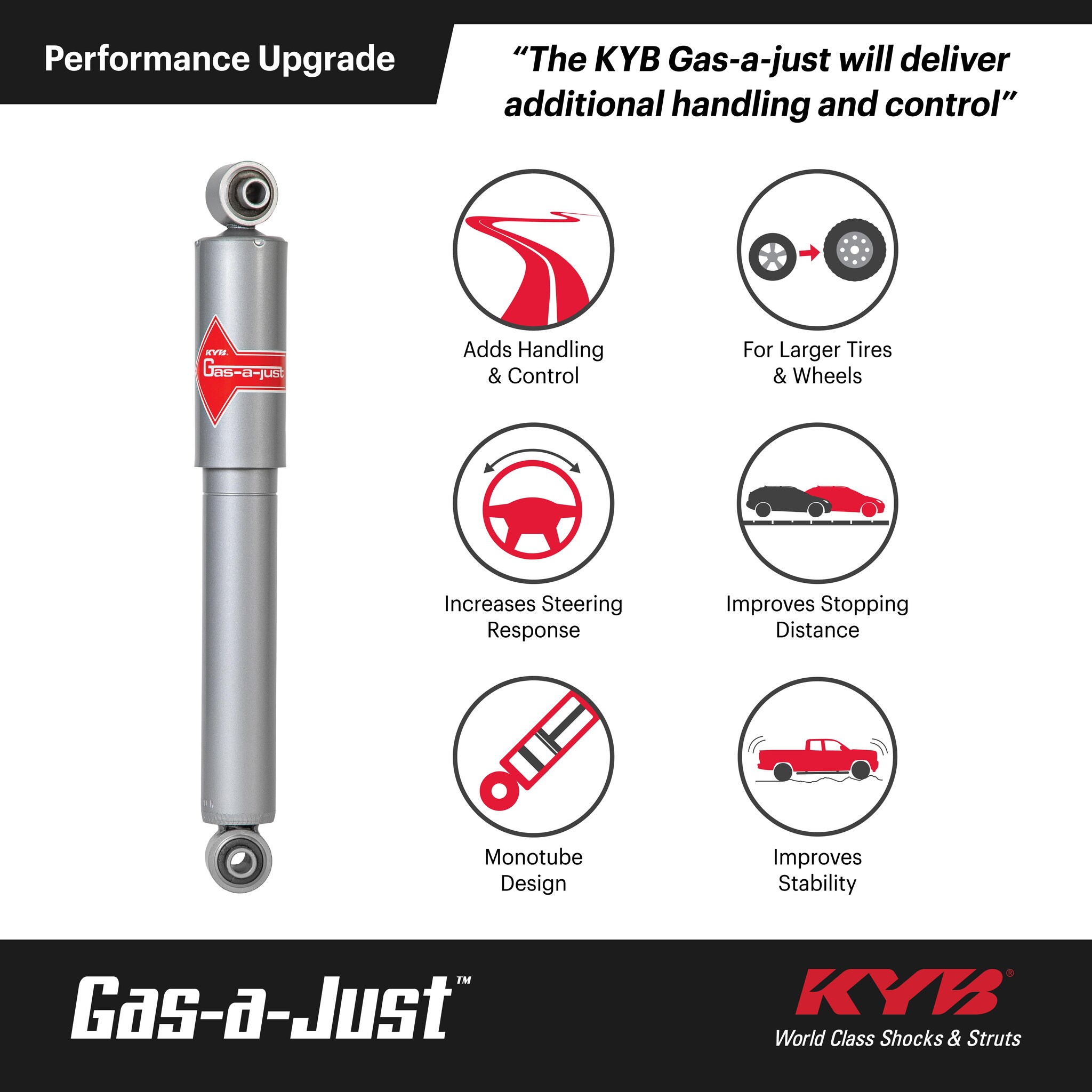 KYB Gas-a-just Suspension Shock Absorber KG5517 | AutoZone