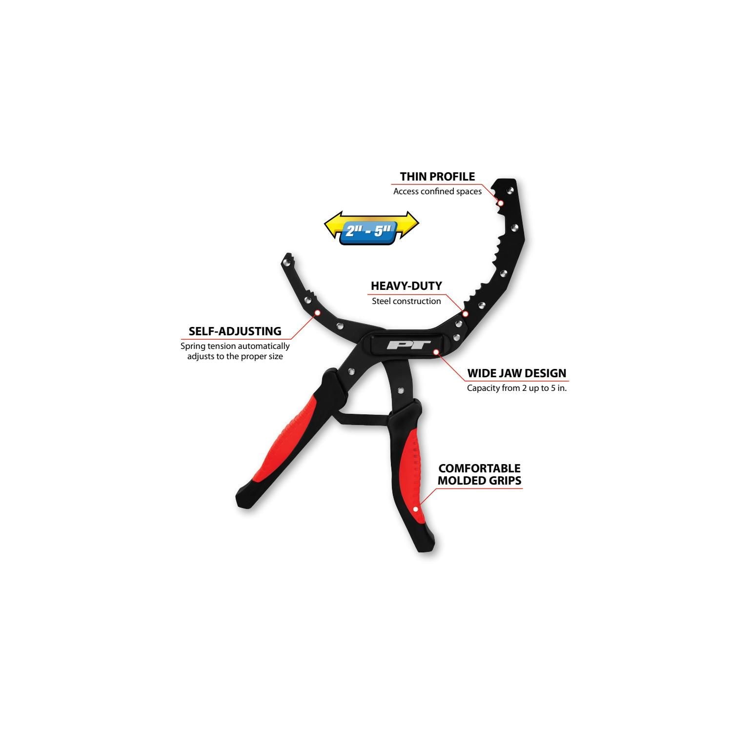 Performance Tool Self Adjusting Filter Pliers Adjustment Range 2in